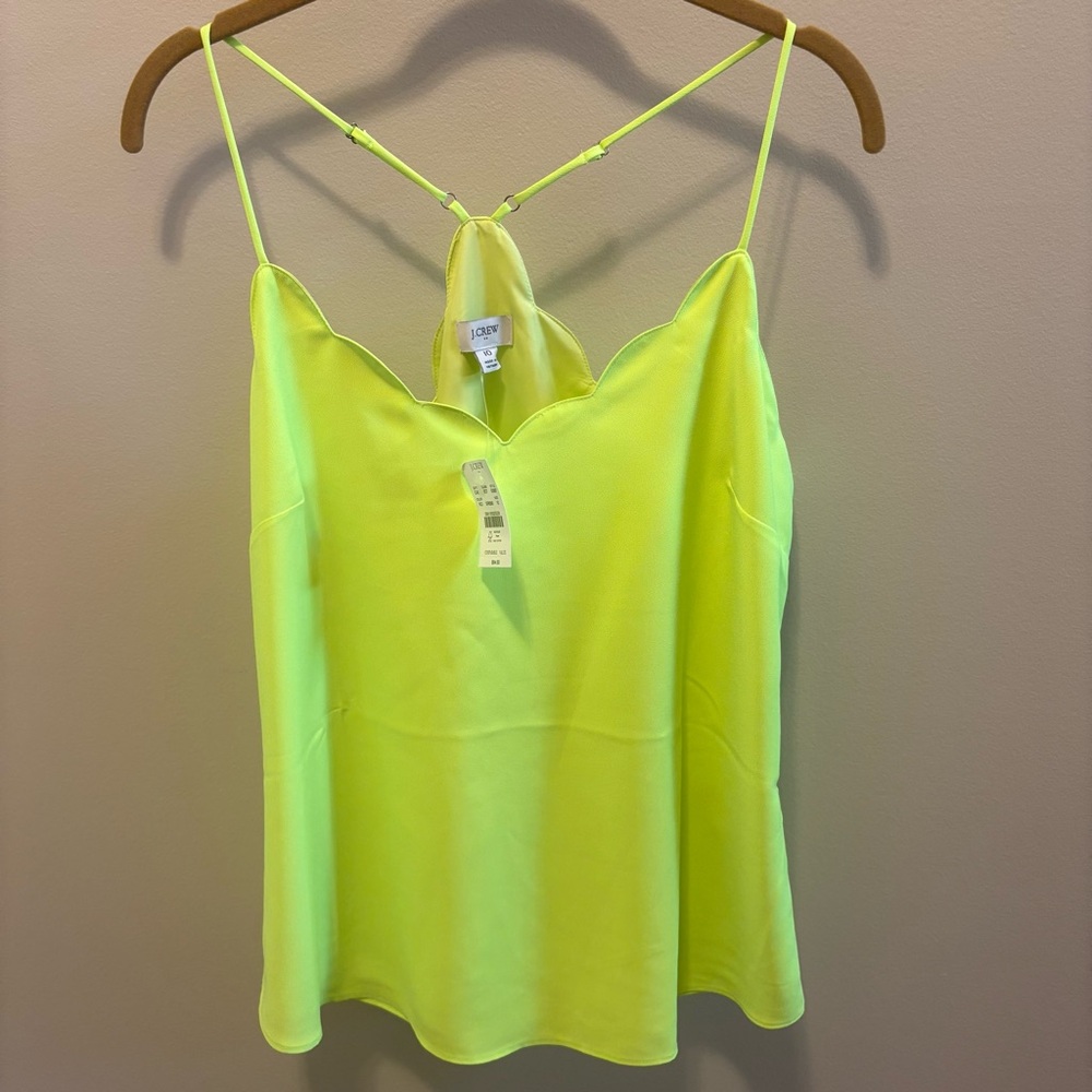 J.Crew Scallop Cami Tank Top Neon Lime Green